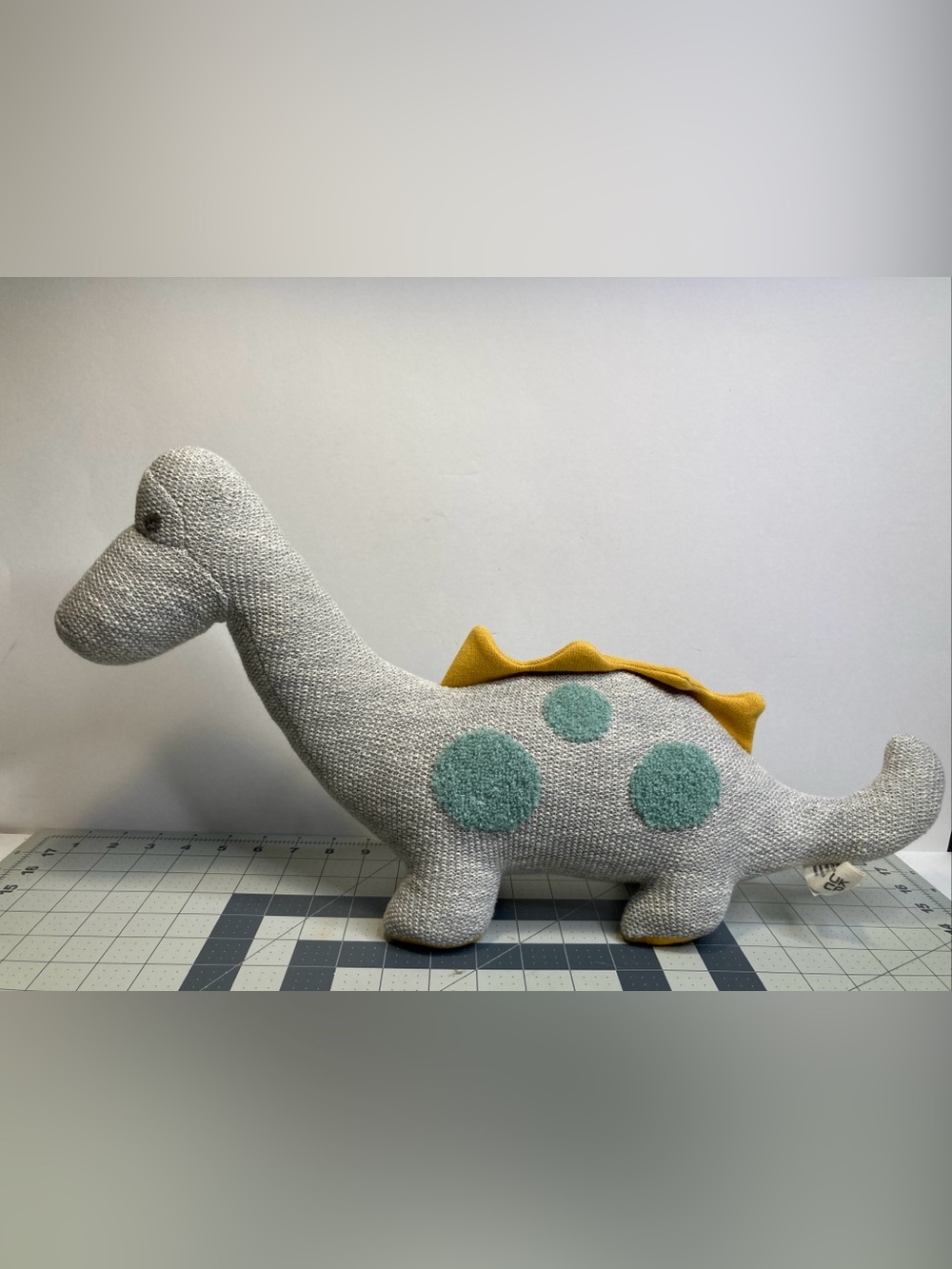 Best Years Organic Cotton Large Gray Diplodocus Plush Toy Dinosaur 19”